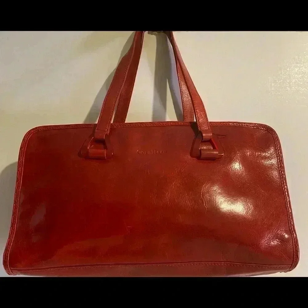 Cole Haan red leather satchel handbag